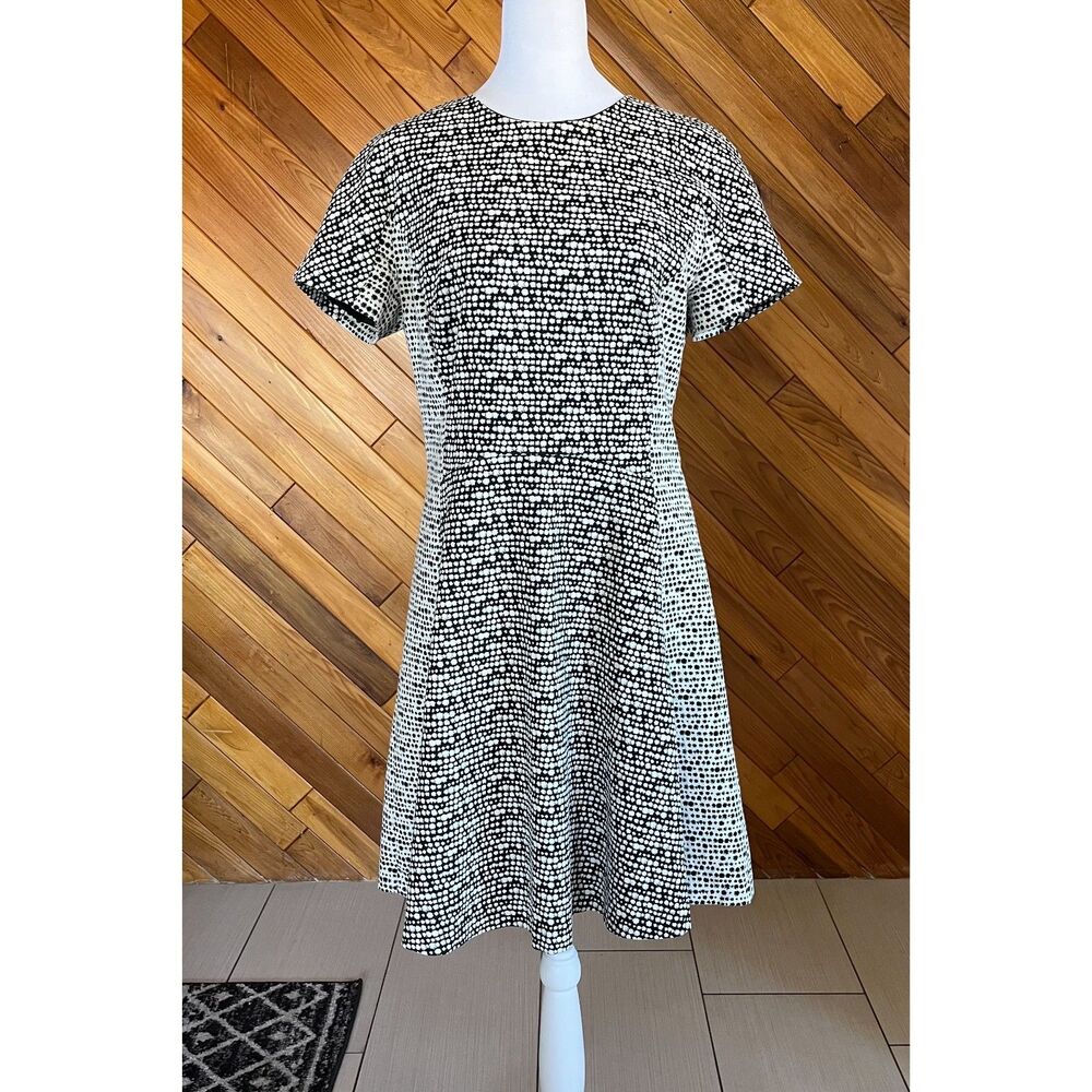 Banana Republic Black and White Abstract Fit and Flare Dress